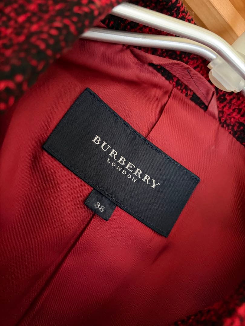 バーバリー ロンドン BURBERRY ウール ツイード チェック総柄 コート