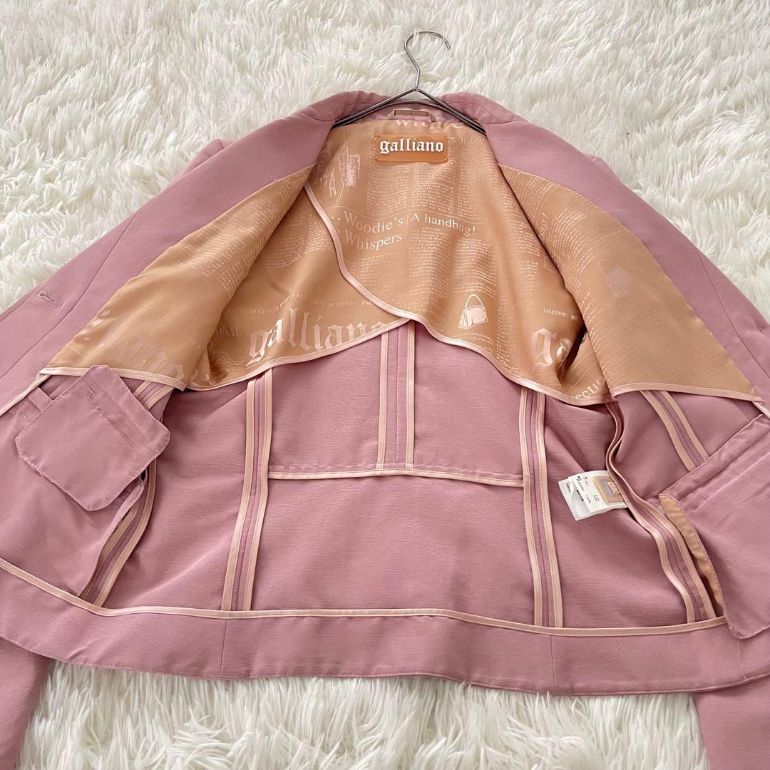 ガリアーノ テーラードジャケット 42 ペインテッドボタン ピンク系