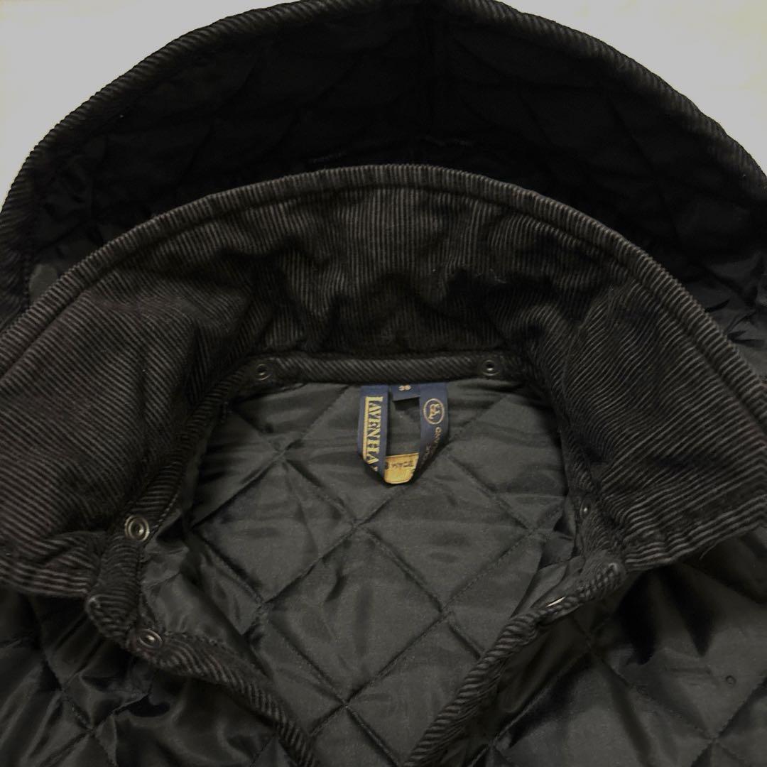 試着のみ✨ラベンハム　キルティング　フーディ　ロングコート　黒　英国製　M38