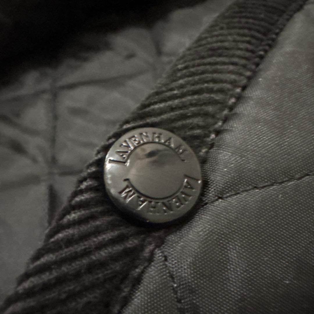 試着のみ✨ラベンハム　キルティング　フーディ　ロングコート　黒　英国製　M38