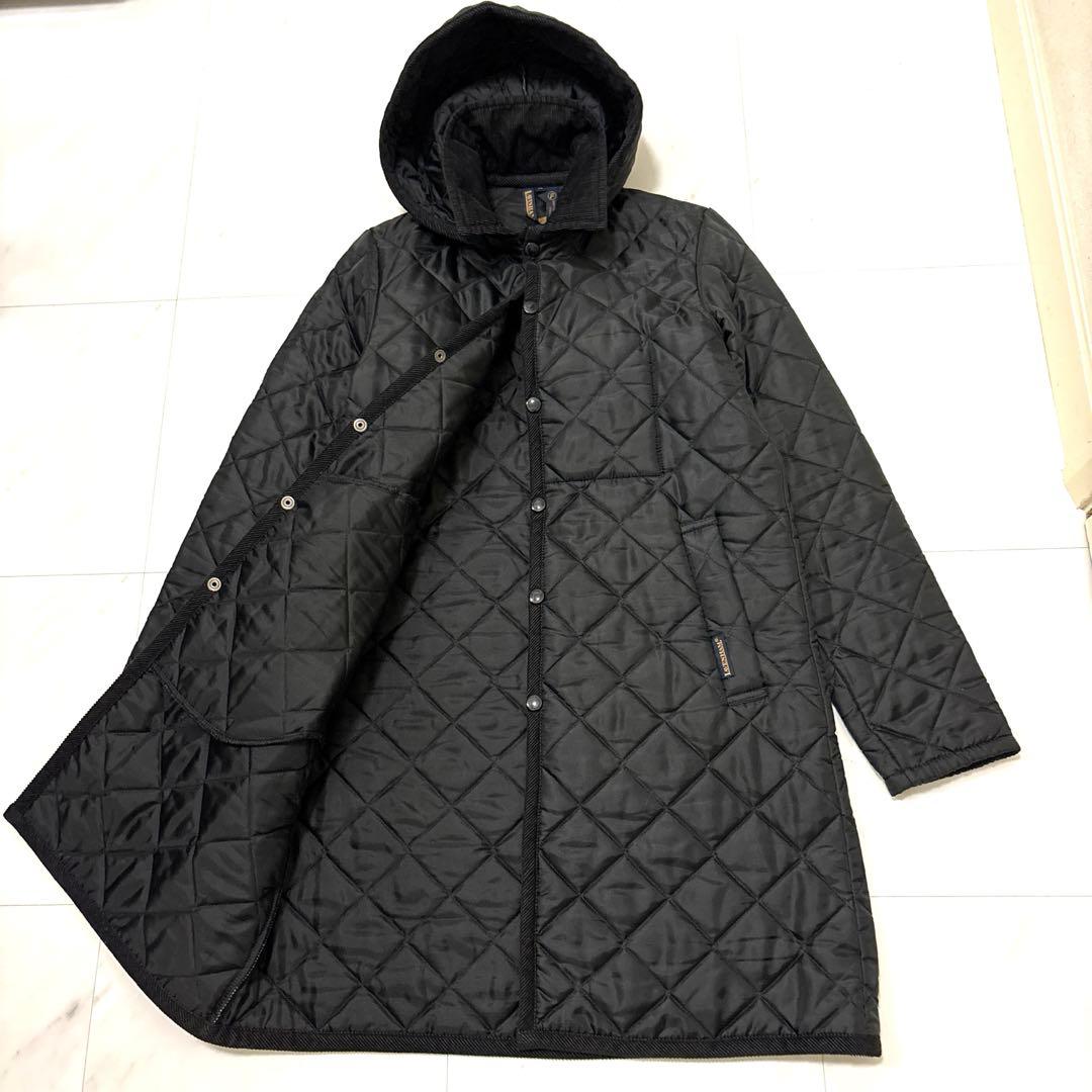試着のみ✨ラベンハム　キルティング　フーディ　ロングコート　黒　英国製　M38