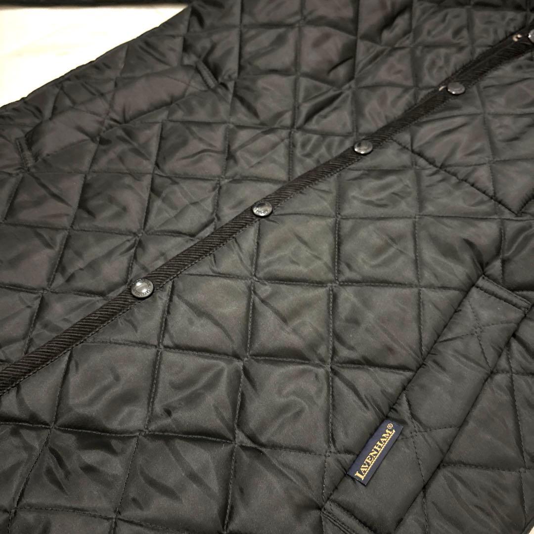 試着のみ✨ラベンハム　キルティング　フーディ　ロングコート　黒　英国製　M38