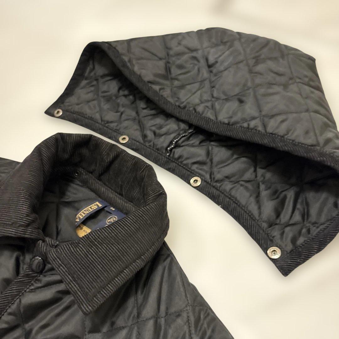 試着のみ✨ラベンハム　キルティング　フーディ　ロングコート　黒　英国製　M38