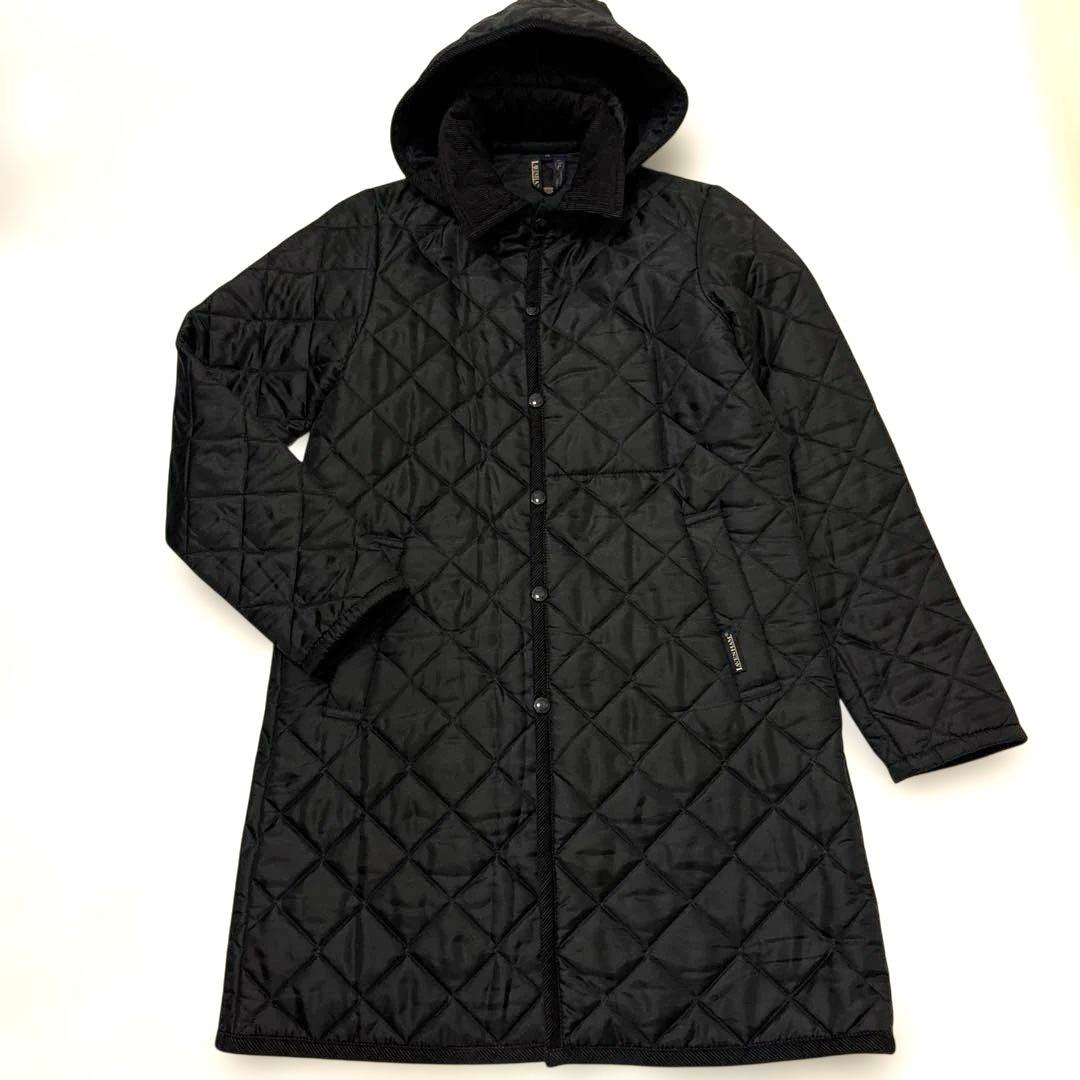 試着のみ✨ラベンハム　キルティング　フーディ　ロングコート　黒　英国製　M38