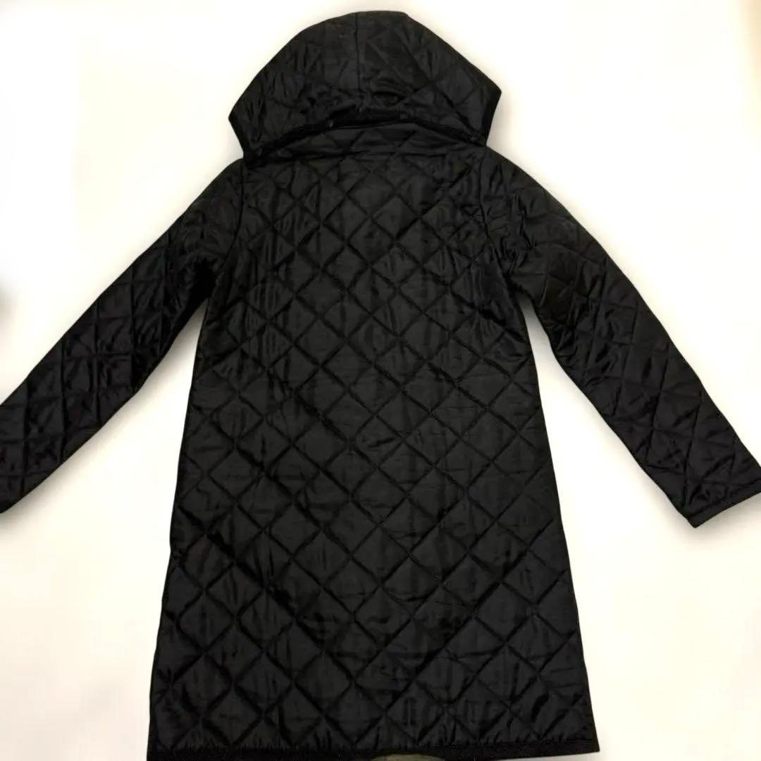 試着のみ✨ラベンハム　キルティング　フーディ　ロングコート　黒　英国製　M38