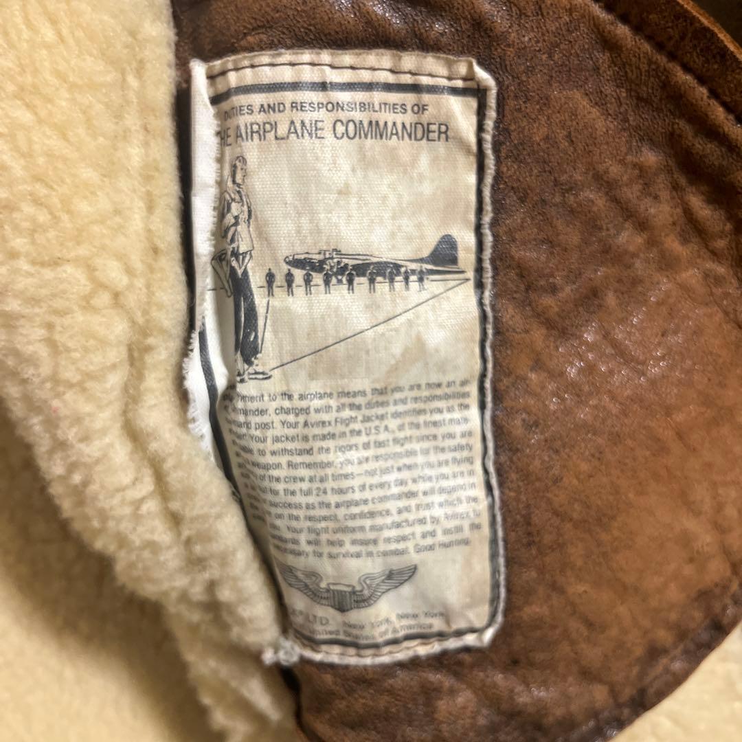 希少 AVIREX B-3 ムートンフライトジャケット 羊革 ブラウン 42