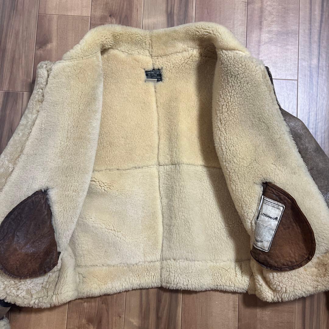 希少 AVIREX B-3 ムートンフライトジャケット 羊革 ブラウン 42