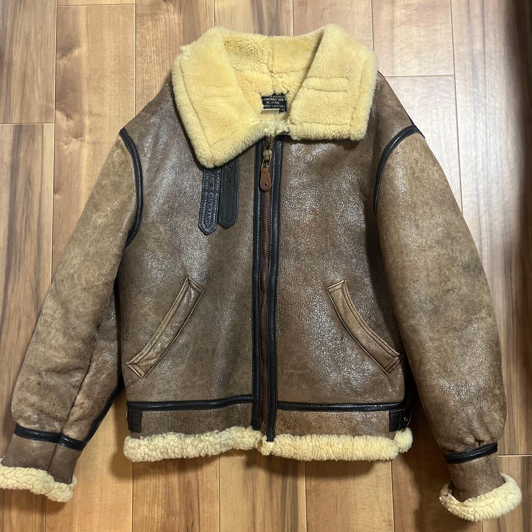 希少 AVIREX B-3 ムートンフライトジャケット 羊革 ブラウン 42