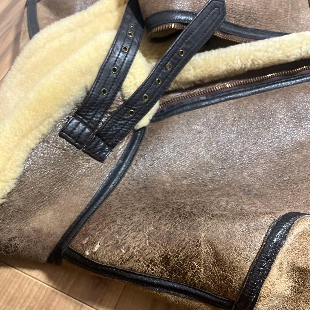 希少 AVIREX B-3 ムートンフライトジャケット 羊革 ブラウン 42