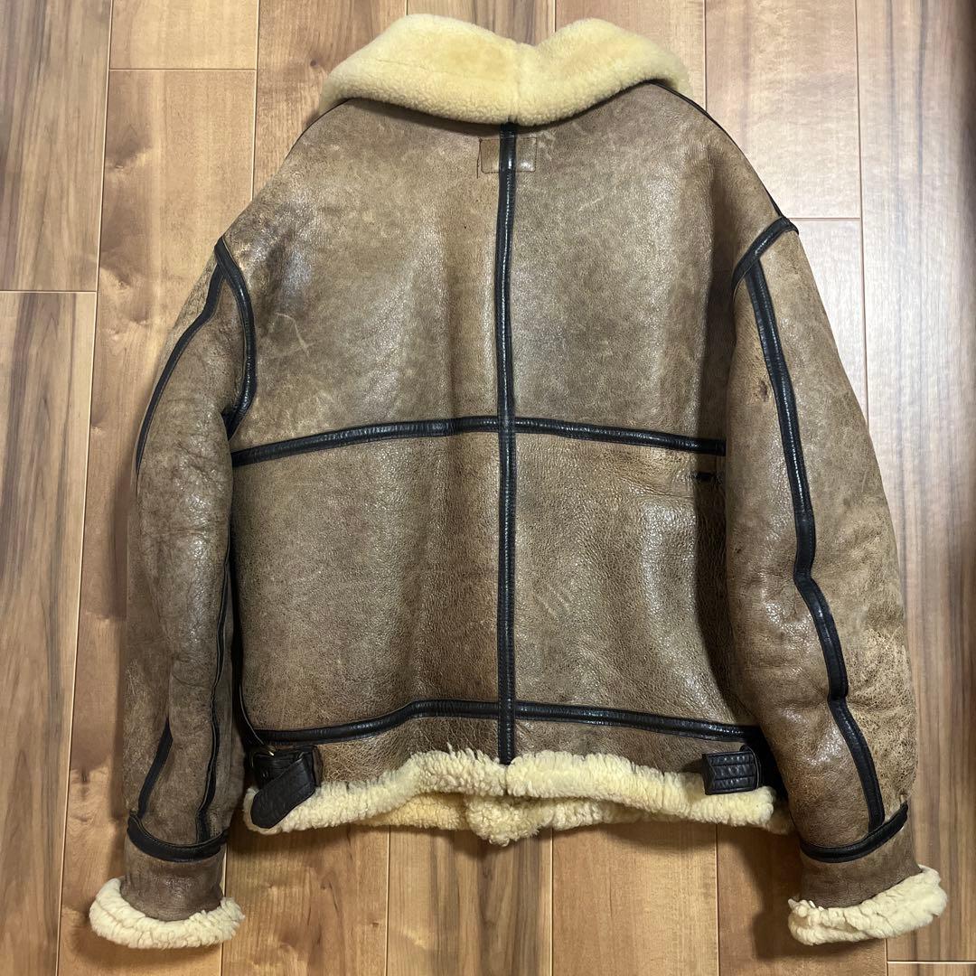 希少 AVIREX B-3 ムートンフライトジャケット 羊革 ブラウン 42