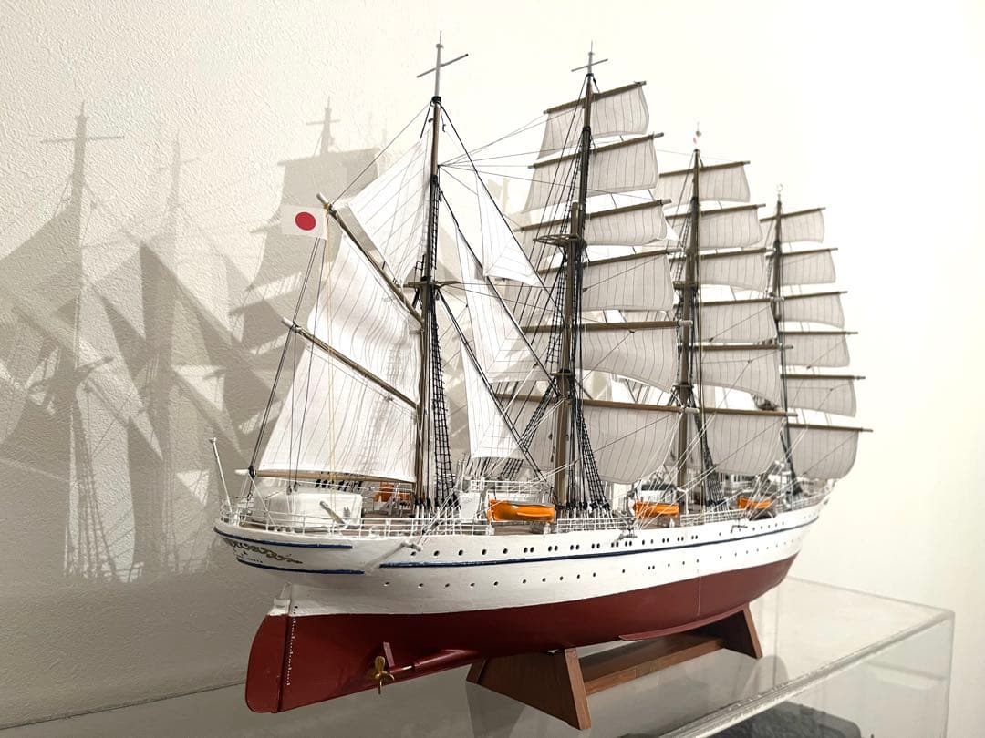 1/160 日本丸 帆付き　完成品　手作り　ウッディジョー 縁起　帆船