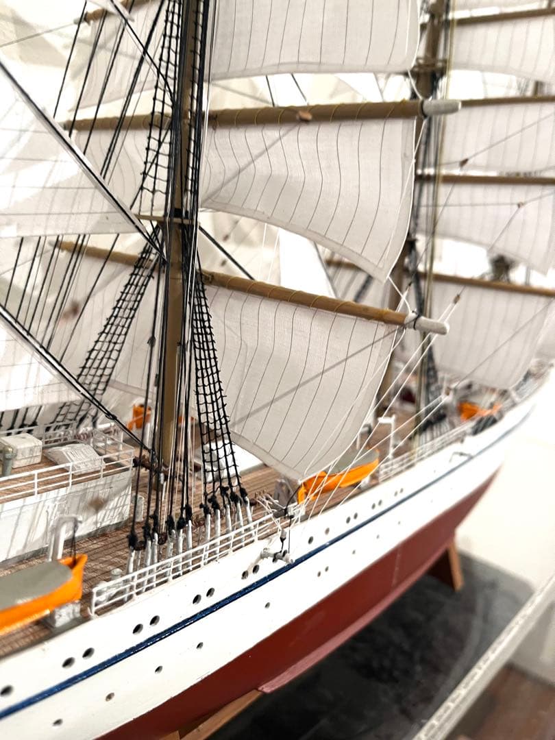 1/160 日本丸 帆付き　完成品　手作り　ウッディジョー 縁起　帆船