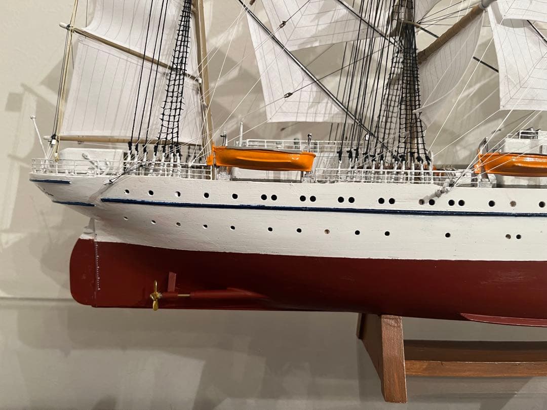 1/160 日本丸 帆付き　完成品　手作り　ウッディジョー 縁起　帆船