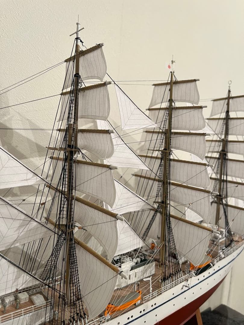 1/160 日本丸 帆付き　完成品　手作り　ウッディジョー 縁起　帆船