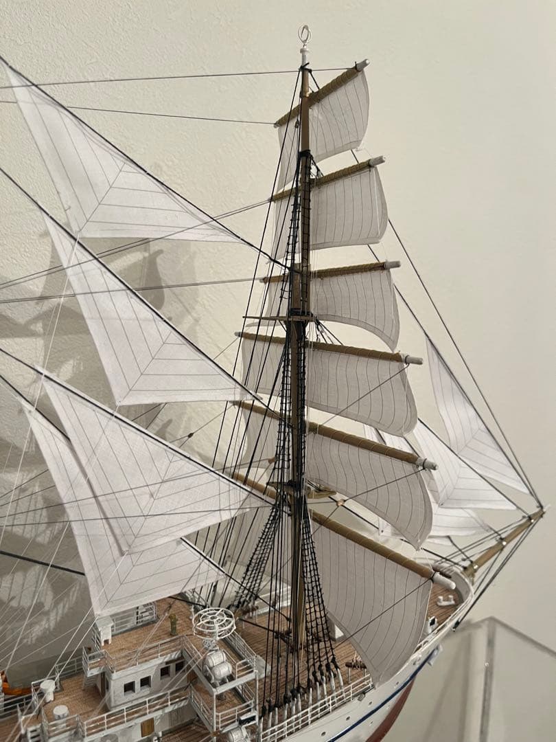 1/160 日本丸 帆付き　完成品　手作り　ウッディジョー 縁起　帆船