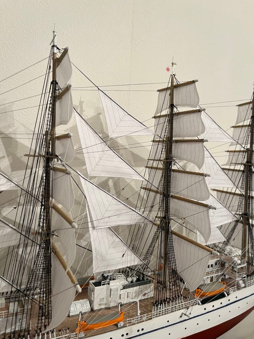 1/160 日本丸 帆付き　完成品　手作り　ウッディジョー 縁起　帆船