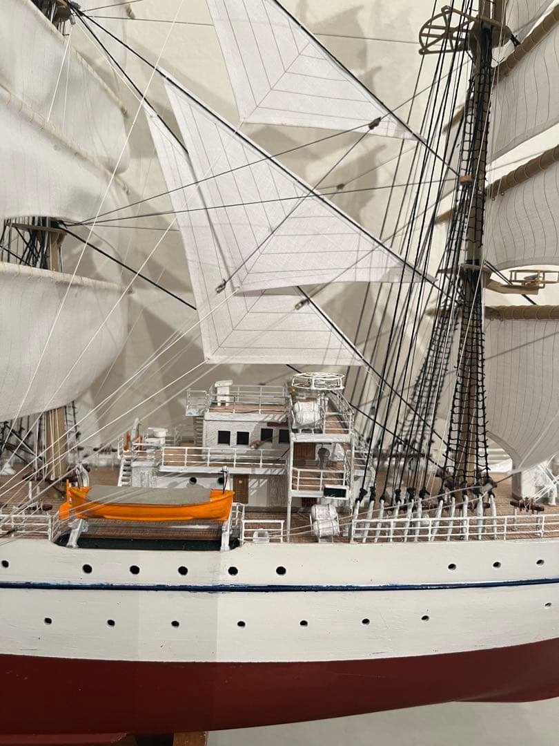 1/160 日本丸 帆付き　完成品　手作り　ウッディジョー 縁起　帆船