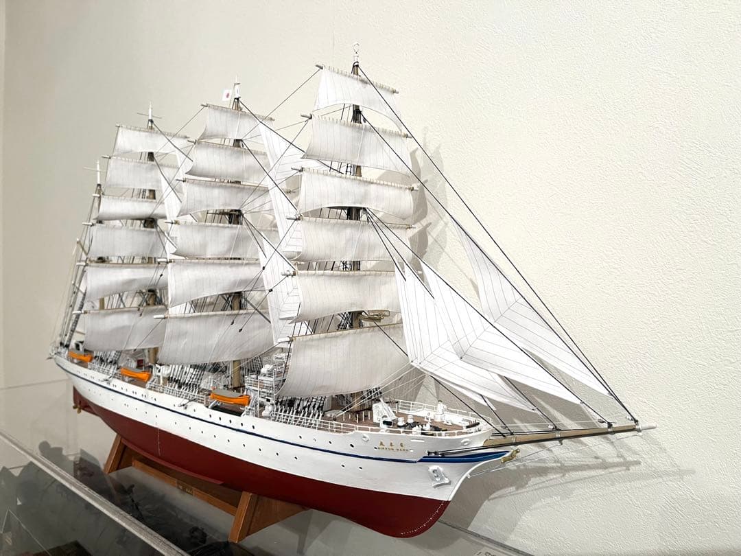 1/160 日本丸 帆付き　完成品　手作り　ウッディジョー 縁起　帆船