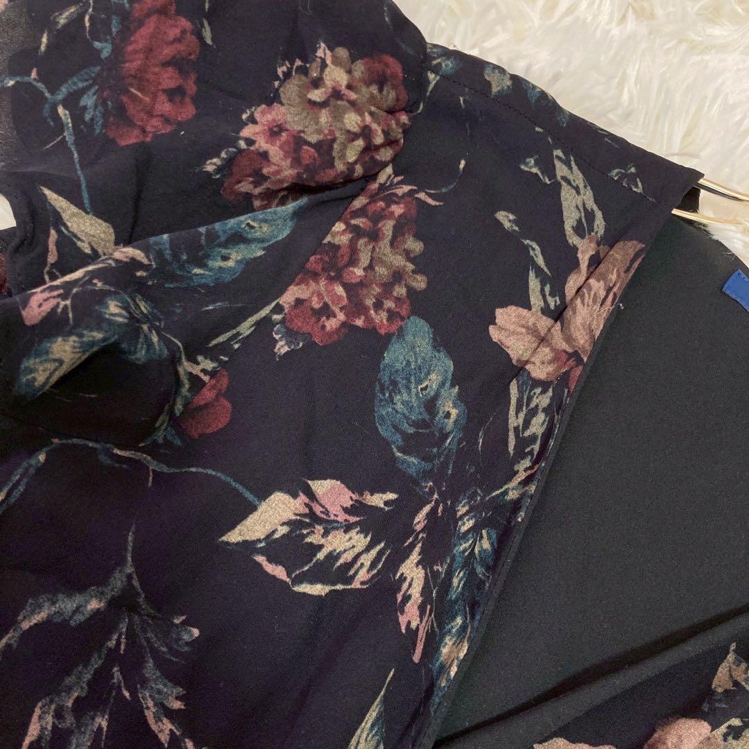 RALPH LAUREN 花柄ワンピース ブラック 0 Ｖネック お呼ばれ