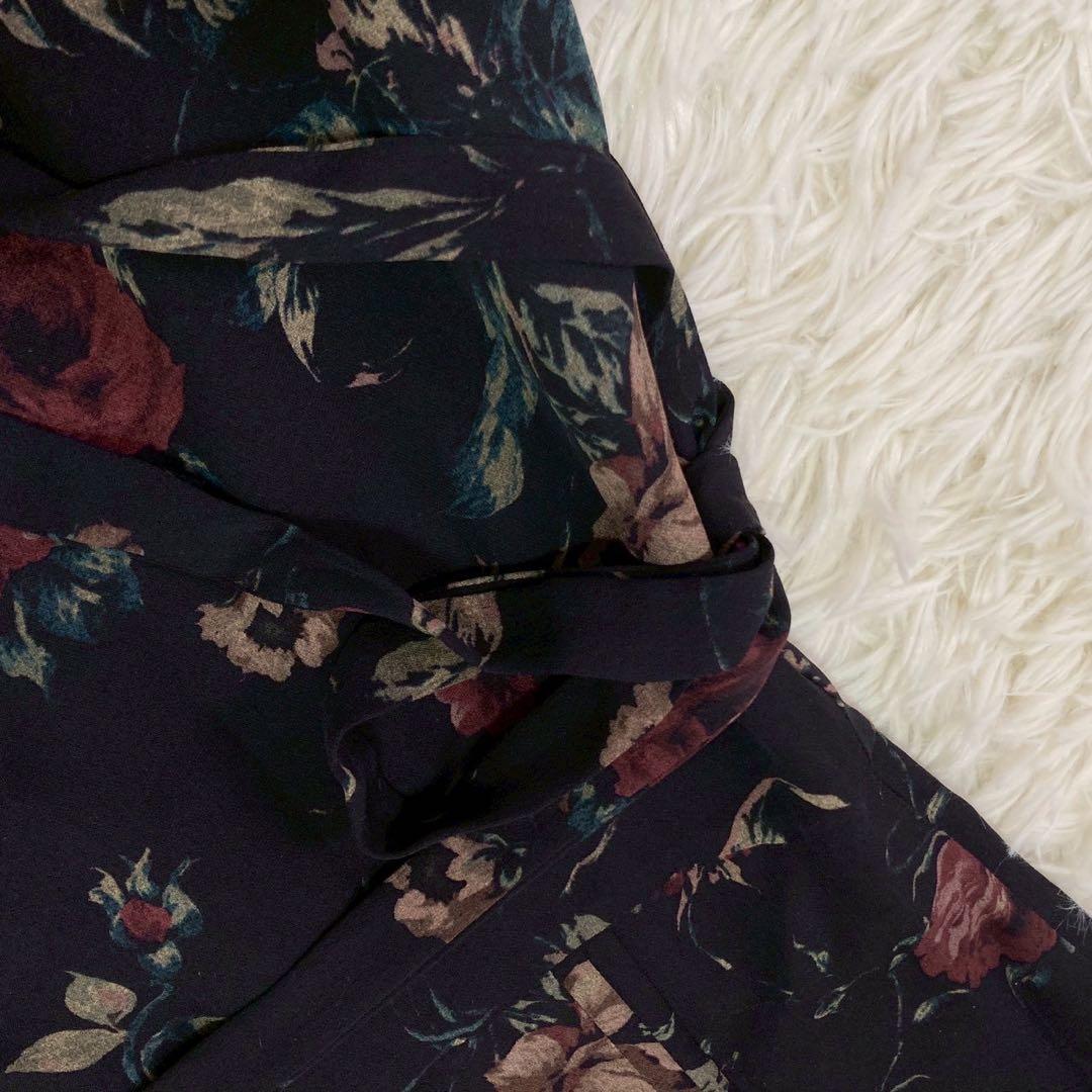 RALPH LAUREN 花柄ワンピース ブラック 0 Ｖネック お呼ばれ