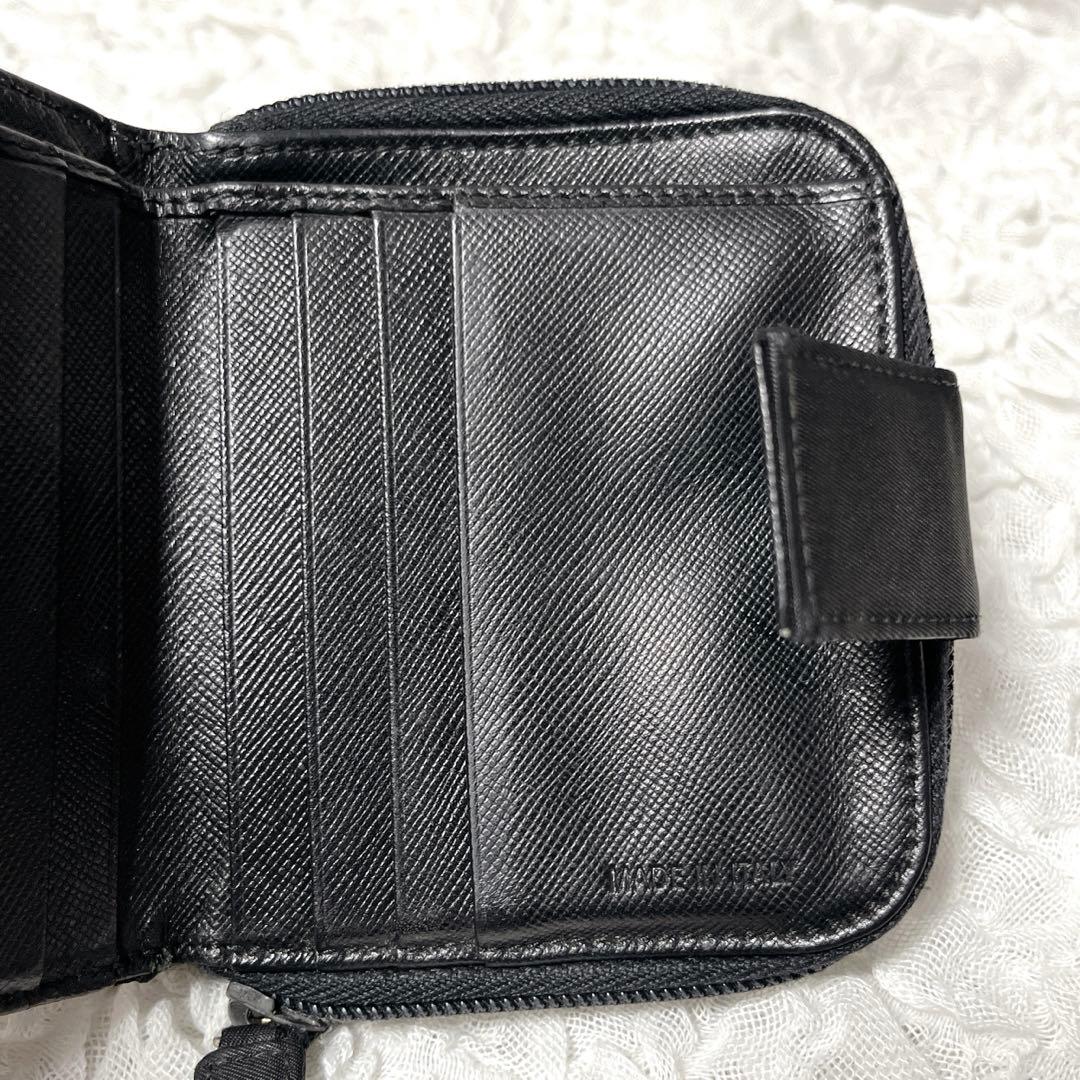 プラダ　ナイロン　レザー　三角ロゴ　コンパクト　二つ折り　財布　PRADA