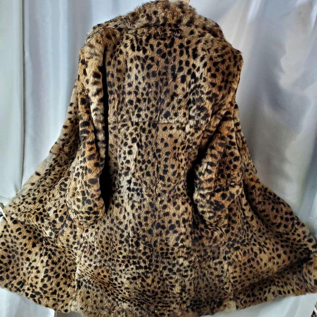 ★毛皮★豹柄★ラビットファーロングコート★S-XS★