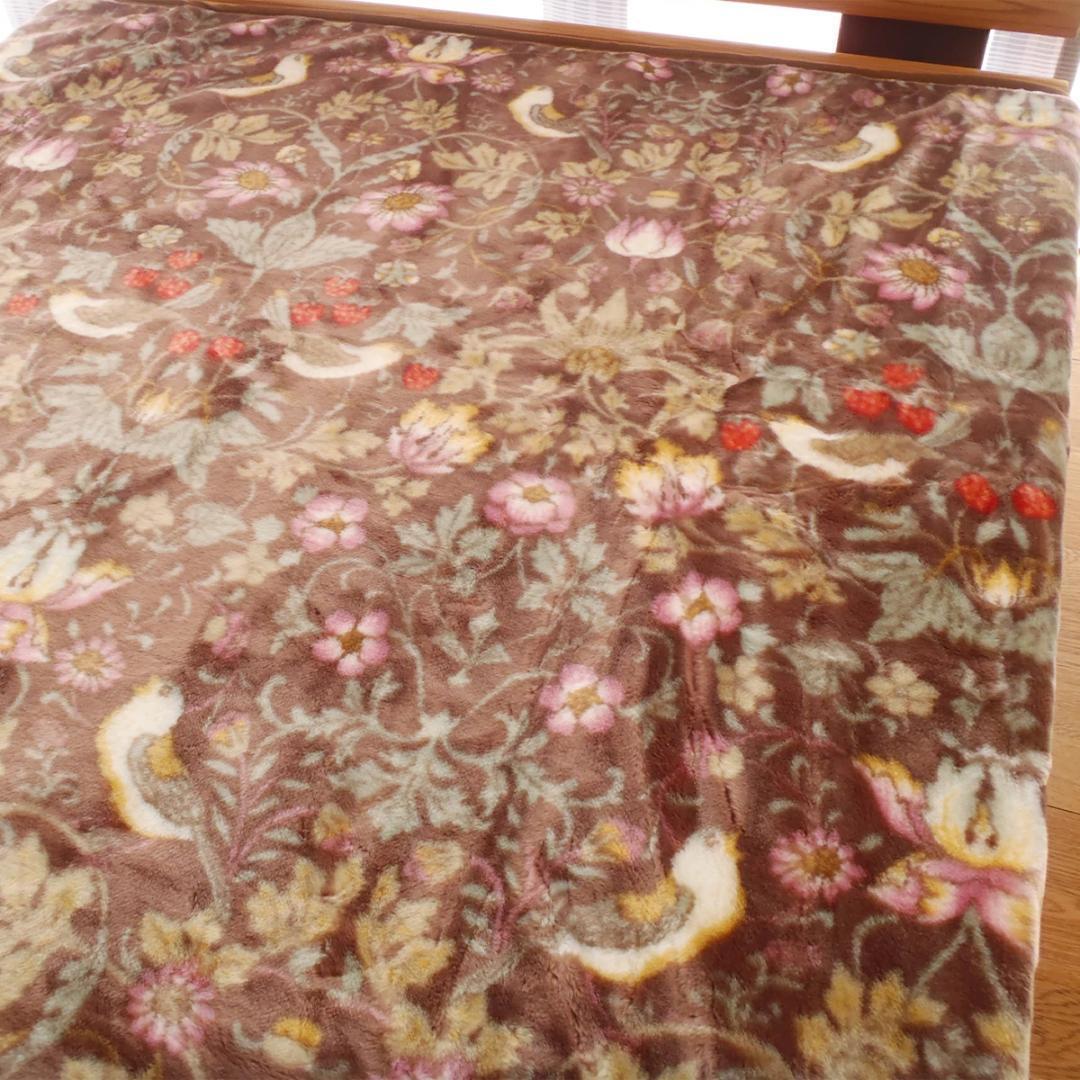 ロマンス小杉　ダブル毛布　アクリルニューマイヤー　軽量　ブラウン　V＆A　日本製