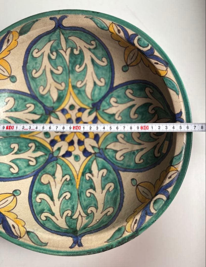 576 骨董 モロッコアンティーク 手描きの美しい大皿 大鉢 飾り皿 希少