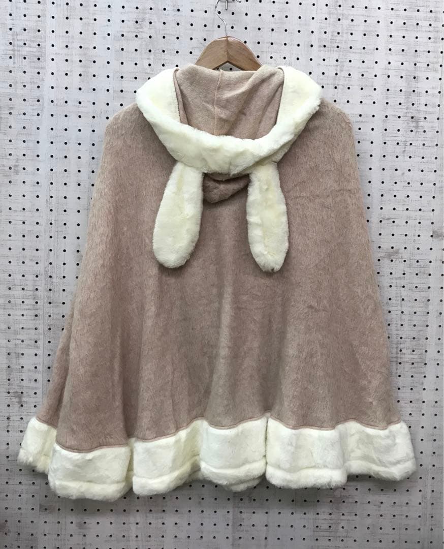 甘ロリ ロリータ　日本製古着　 BABY ポンポンリボン　うさ耳フード　ケープ