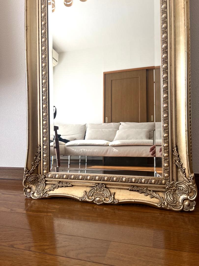 B-company アンティーク調　姿見鏡　ゴールド