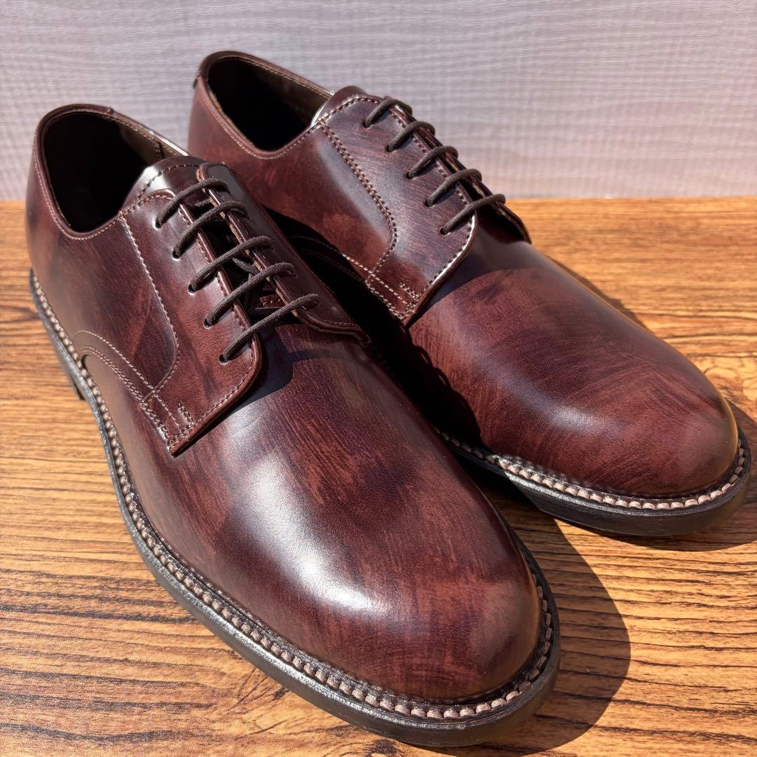 【未使用】REGAL プレーントゥ 25.5cm パティーヌ仕上げ 外羽根 革靴