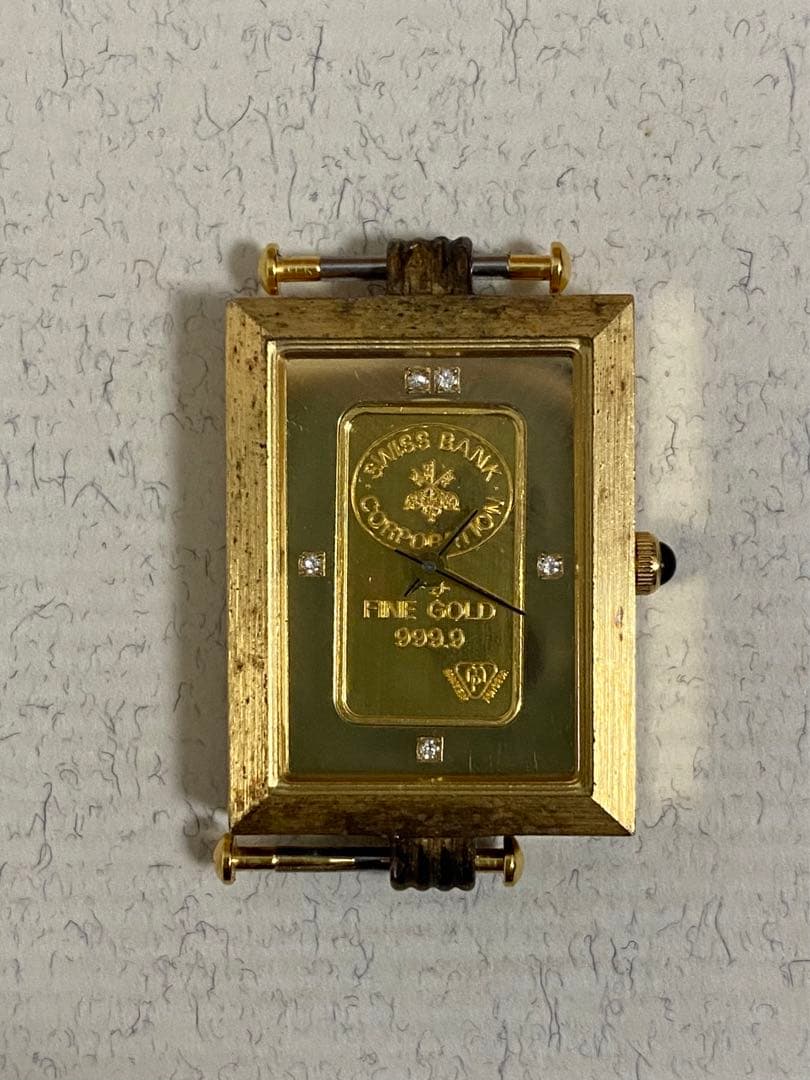 SV925 シルバー 銀製 インゴット 999.9 ゴールド文字盤 時計