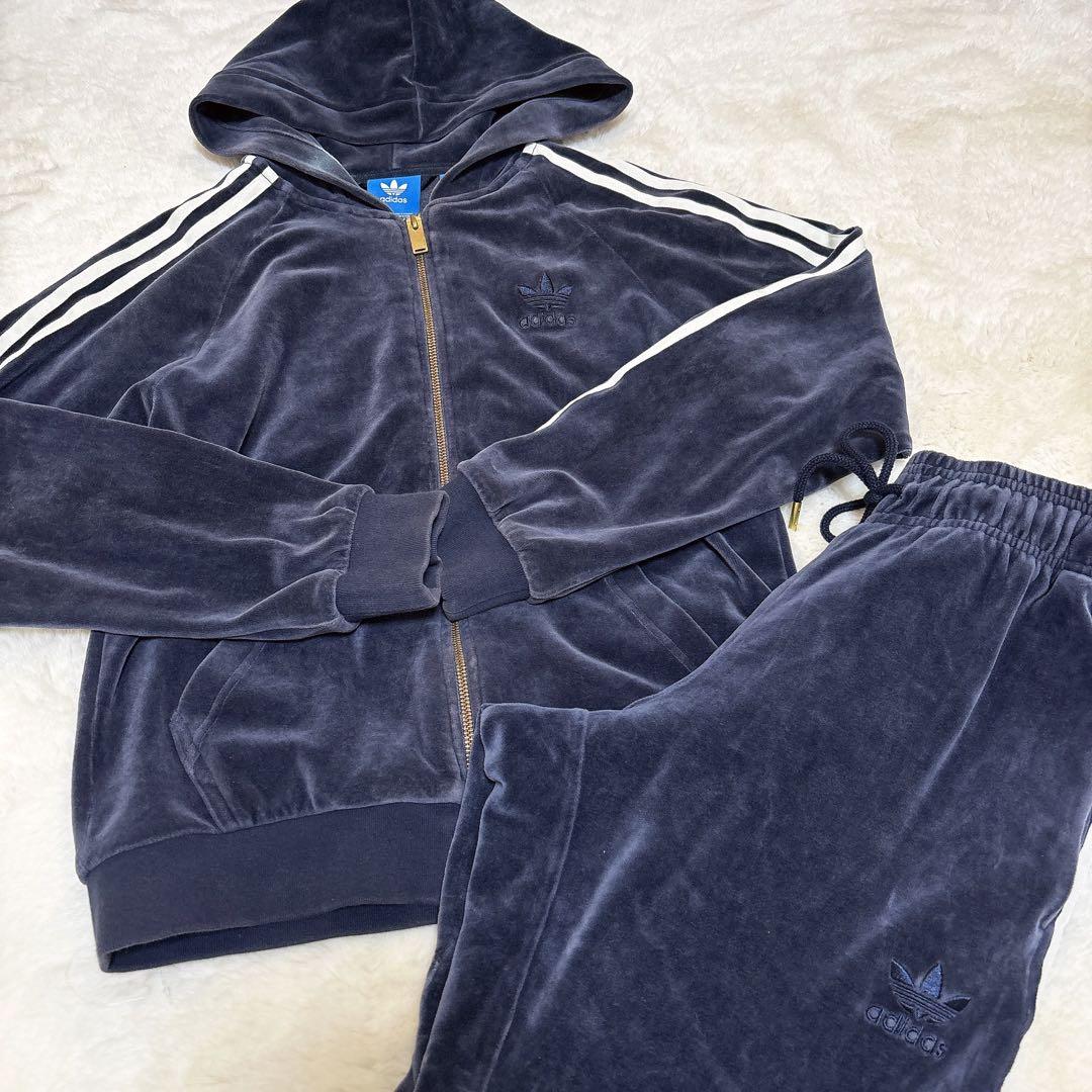 アディダス　adidas　ベロア　ジャージ　セットアップ　XSサイズ