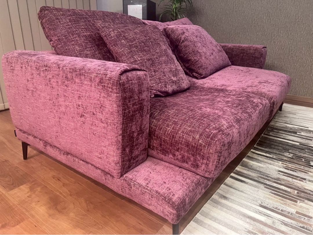 みろたろ　ARMONIA 3人掛けソファ ワインレッド フェザー仕様