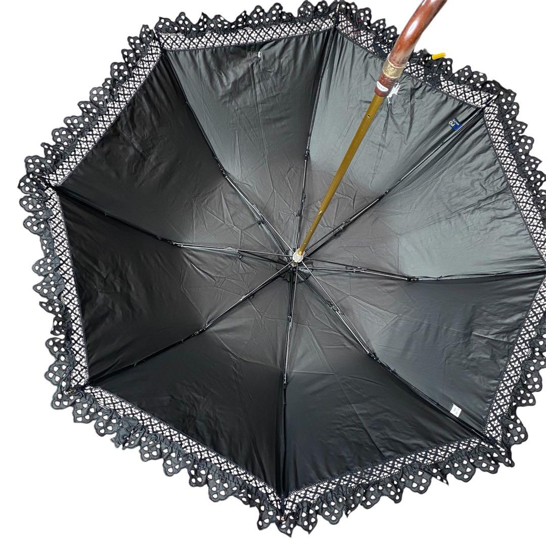 美品✨ポロラルフローレン　黒　折りたたみ傘　日傘　晴雨兼用　フリル　パラソル
