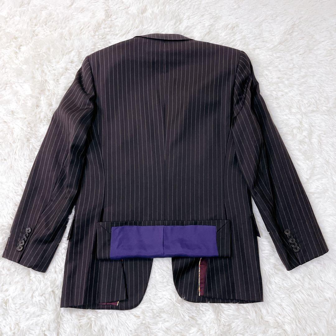 美品 ポールスミス ゼニア生地 スーツ M 黒 ストライプ セットアップ