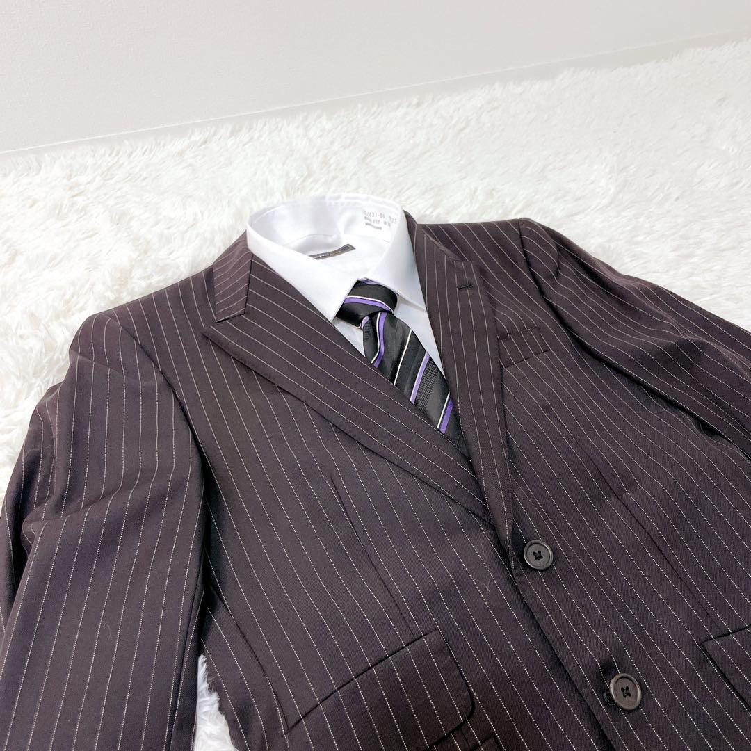 美品 ポールスミス ゼニア生地 スーツ M 黒 ストライプ セットアップ