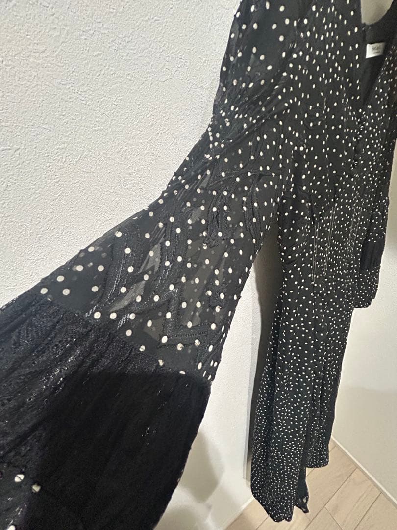 ワンピース Lace-trimmed Pin Dot Dress