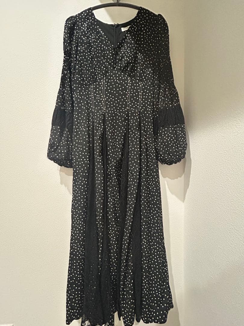 ワンピース Lace-trimmed Pin Dot Dress