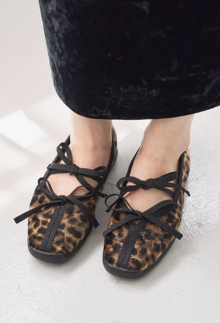 LE TALON ダブルリボンバレリーナ　レオパード　24cm