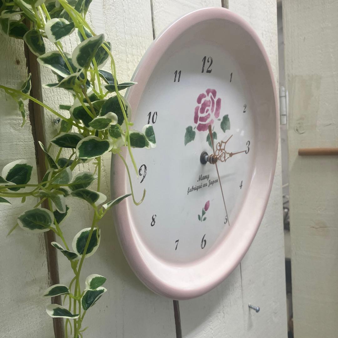 訳あり　レア物　マニーローズ　ホーローウォールクロック