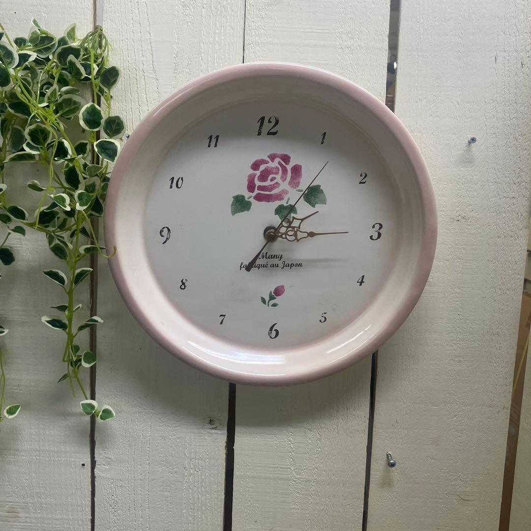 訳あり　レア物　マニーローズ　ホーローウォールクロック