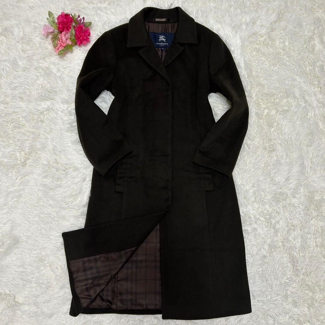 【美品/L】バーバリーロンドン チェスターコート アンゴラ混 Aライン ノバ 茶