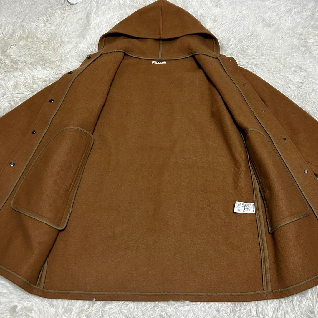 美品　AURALEE ヘビーメルトンコート　ユニセックス　フード　キャメル　1