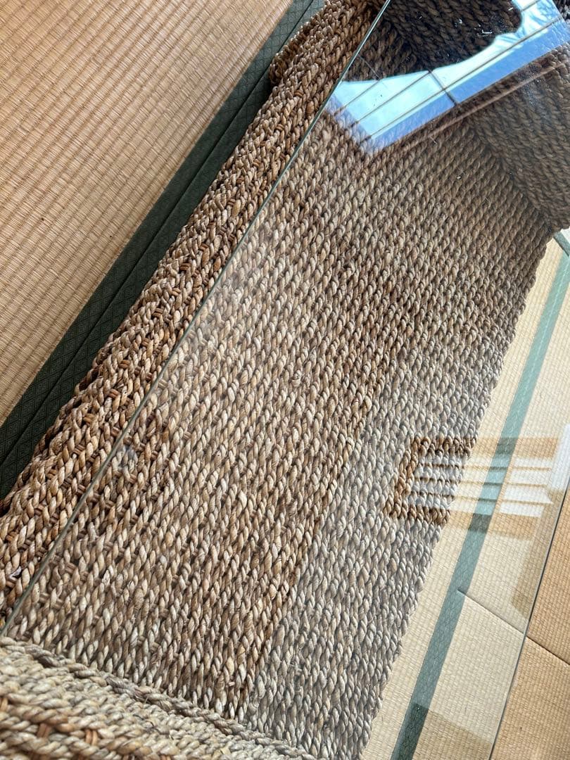 アジアン　ローテーブル　ウォーターヒヤシンス　アバカ　ガラステーブル引き渡し限定