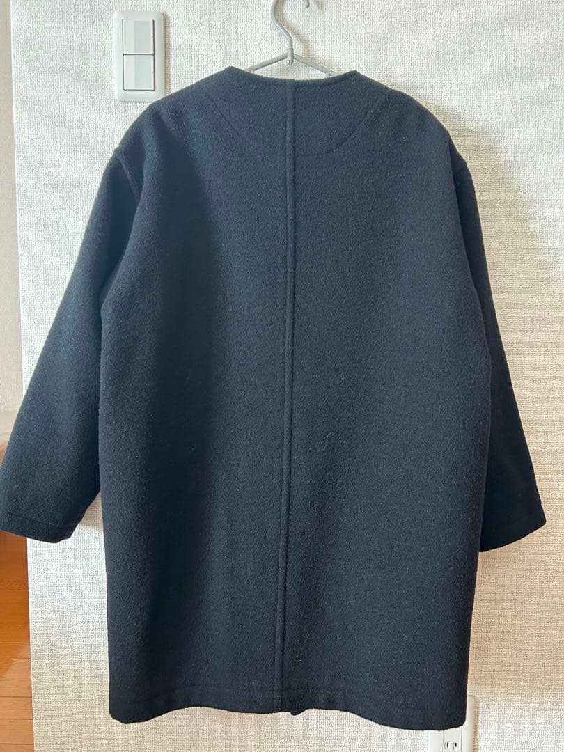 DANTON ダントン　ウールモッサ ノーカラー コート　36 ブラック