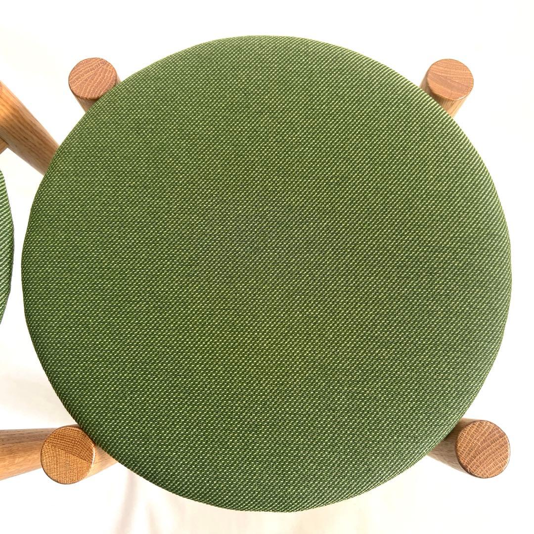 スタッキングスツール・グリーンファブリック・2脚セット・送料込み