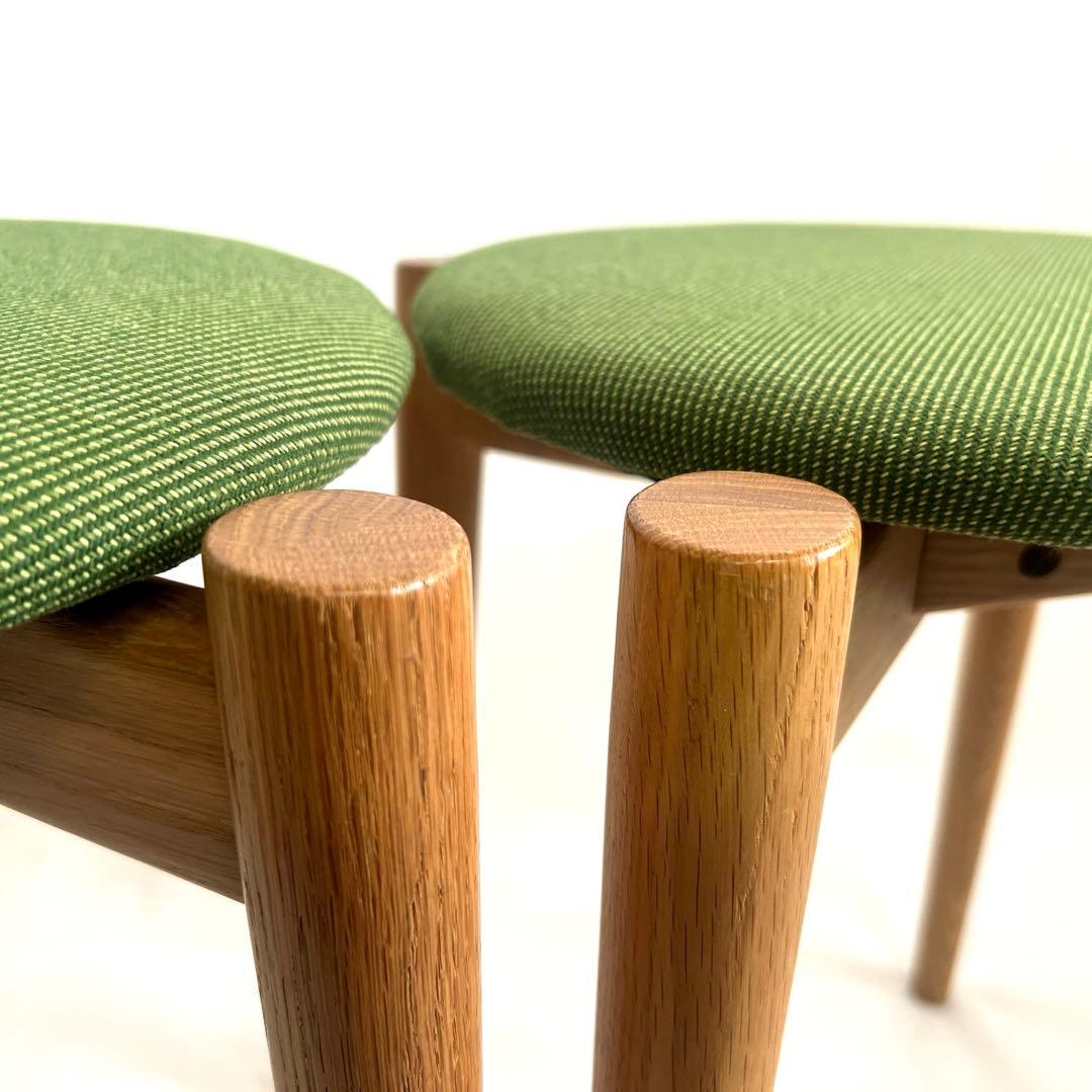スタッキングスツール・グリーンファブリック・2脚セット・送料込み