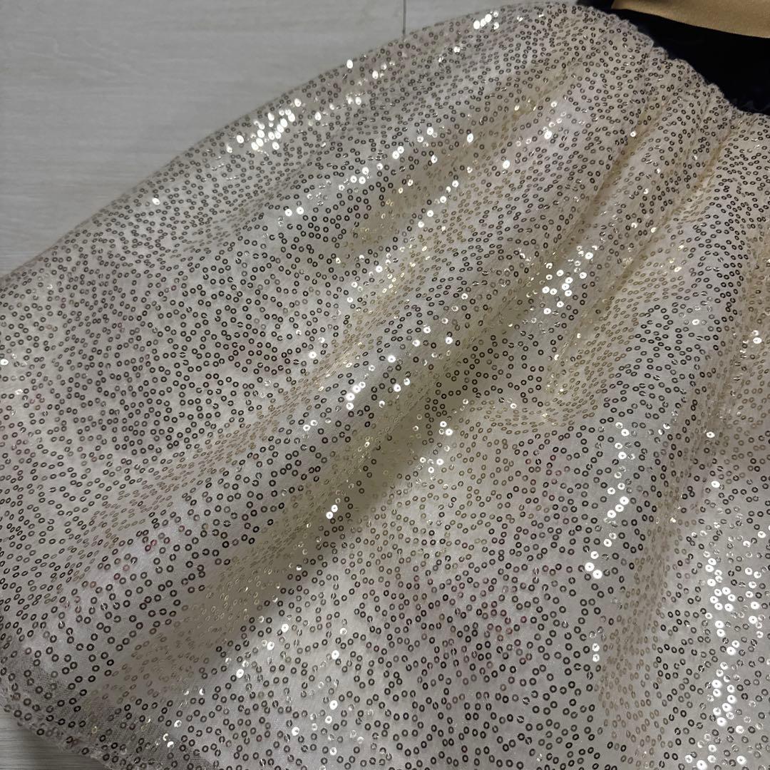 Drescco ドレスコ　ゴールドスパンコール レースドレス 130 フォーマル