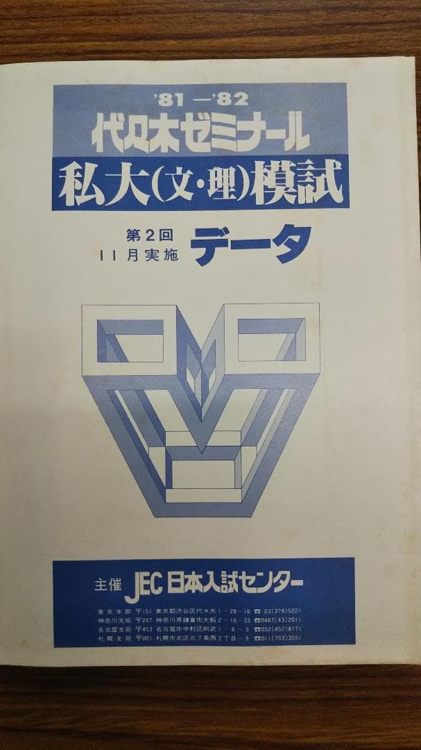 昔の模擬試験　代々木ゼミナール　私大文理模試第2回　1981年11月実施
